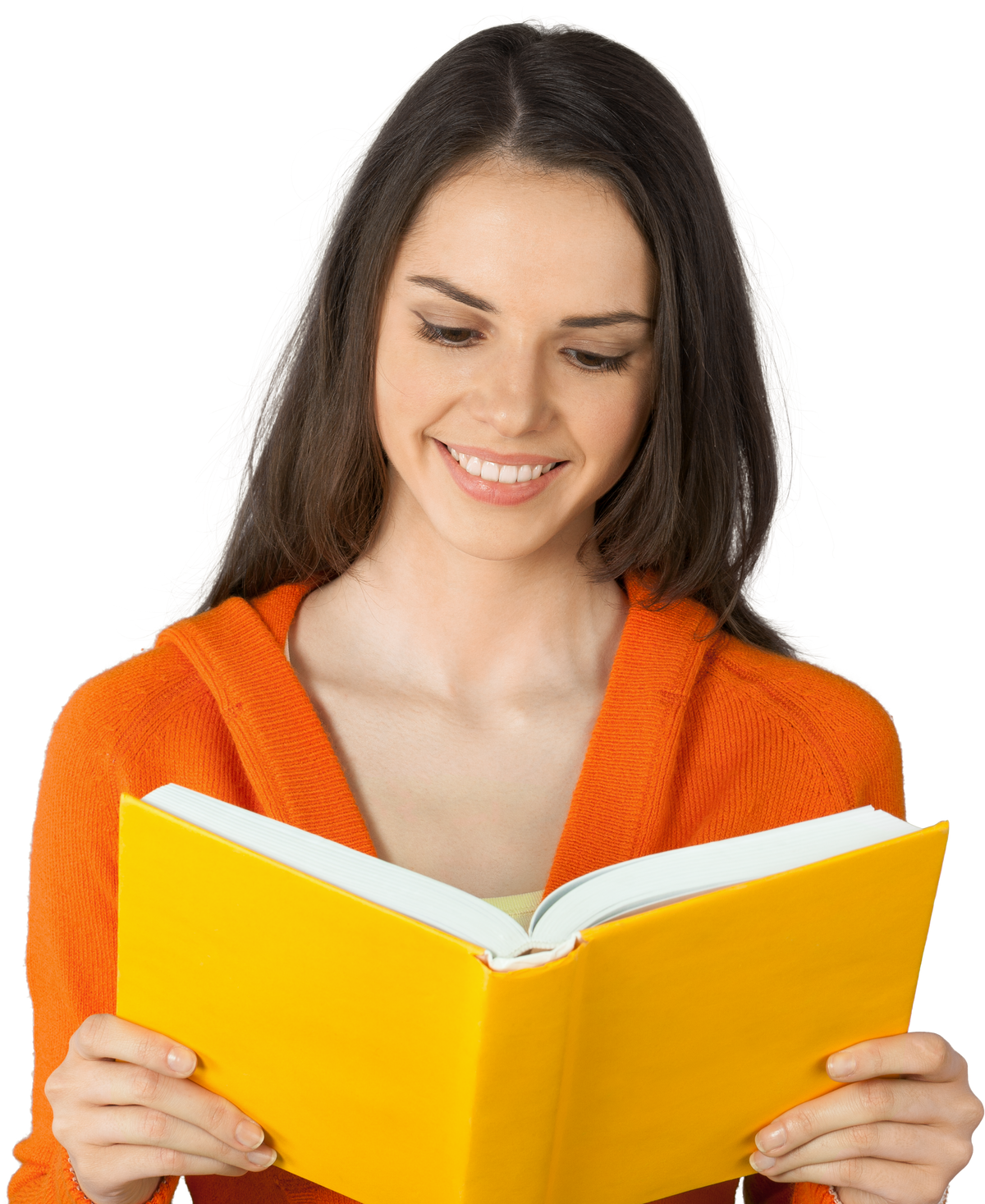 Friendly Young Girl Reading Book - Isolated