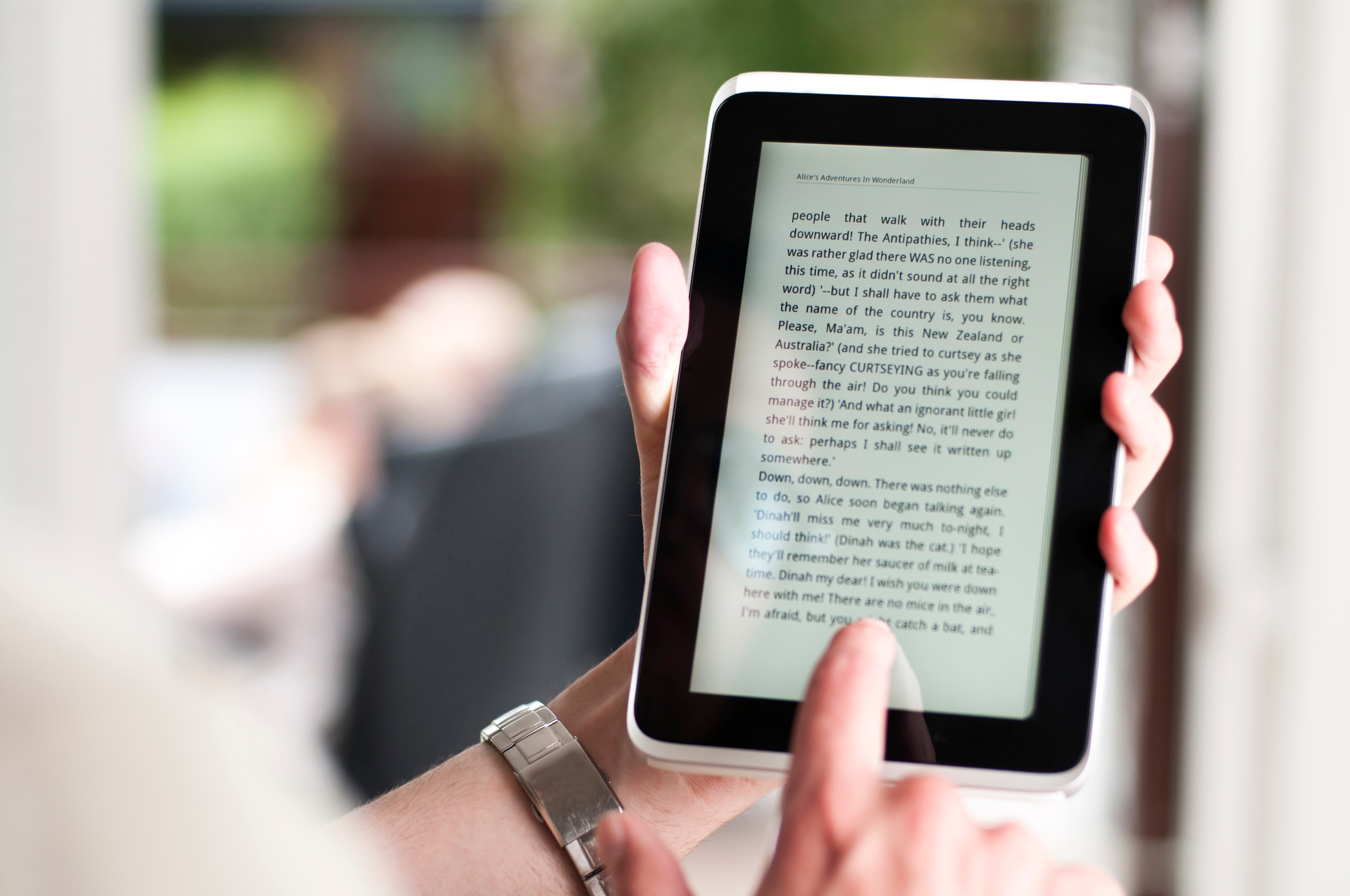 Reading eBook on a small digital tablet