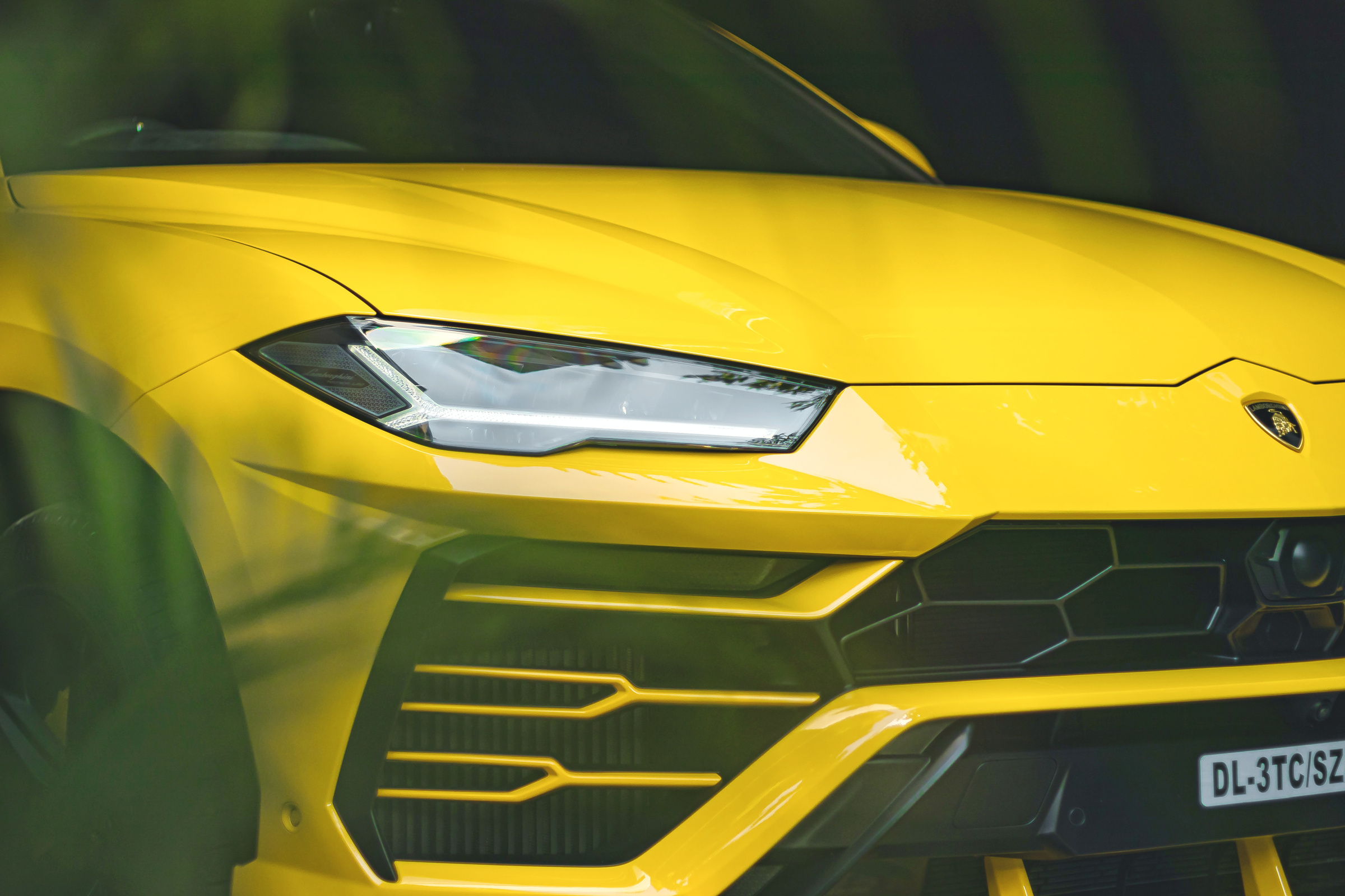 Close-up of a Yellow Lamborghini Urus